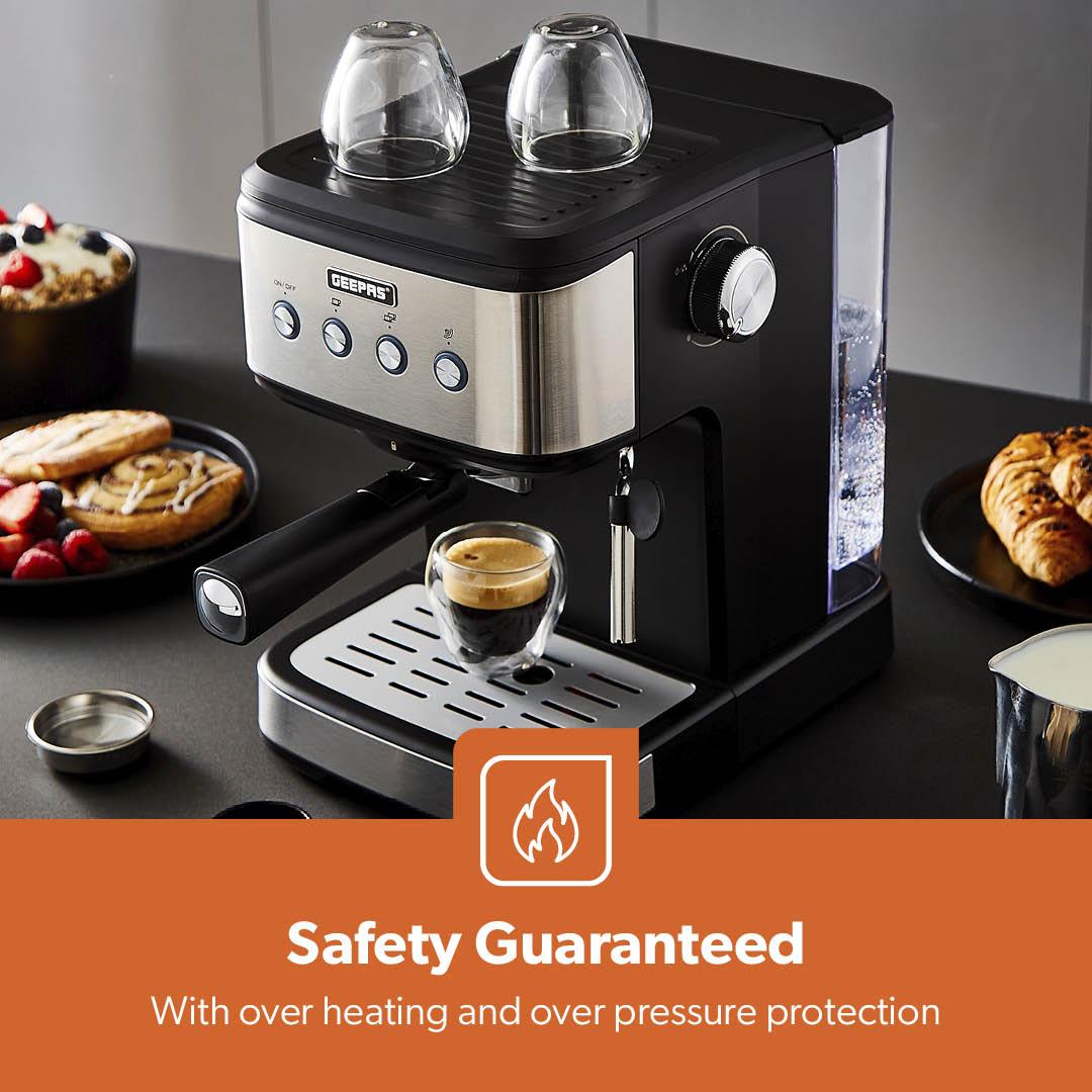 20-Bar Espresso and Cappuccino Coffee Machine With 200W Coffee Grinder