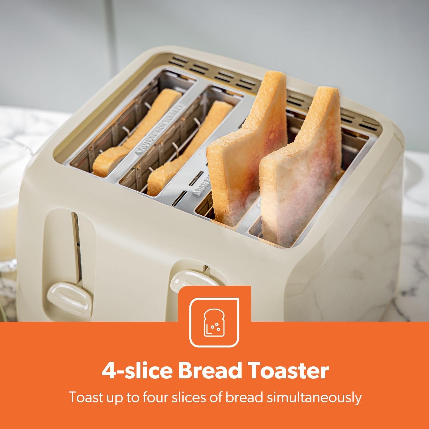 Plastic Beige 1.7L & 4-Slice Kettle and Toaster Set