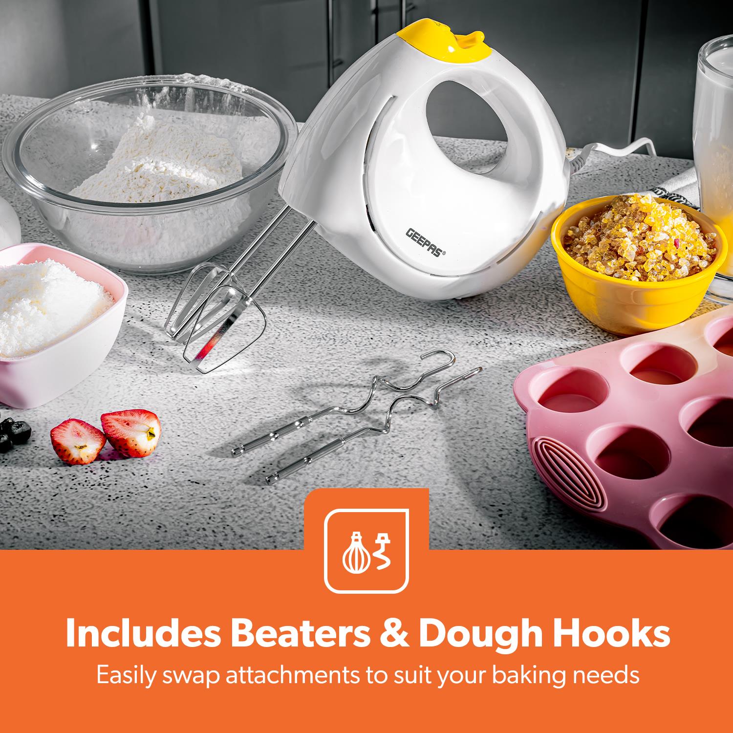 Electric Mixer & Hand Blender Set - 2-In-1 Handheld Whisk and Immersion Blender