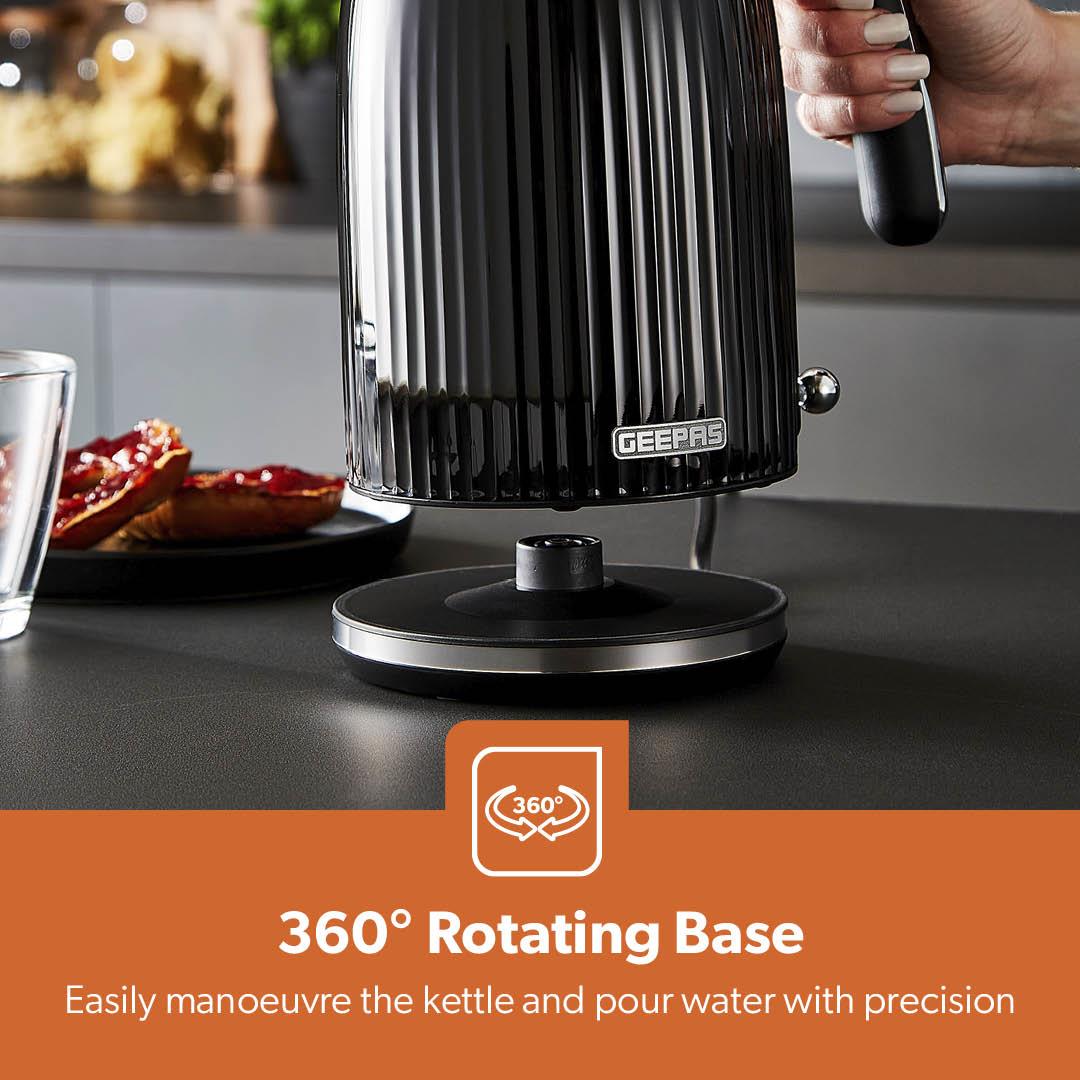 1.7L Rapid Boil Fluted Black Jug Electric Kettle