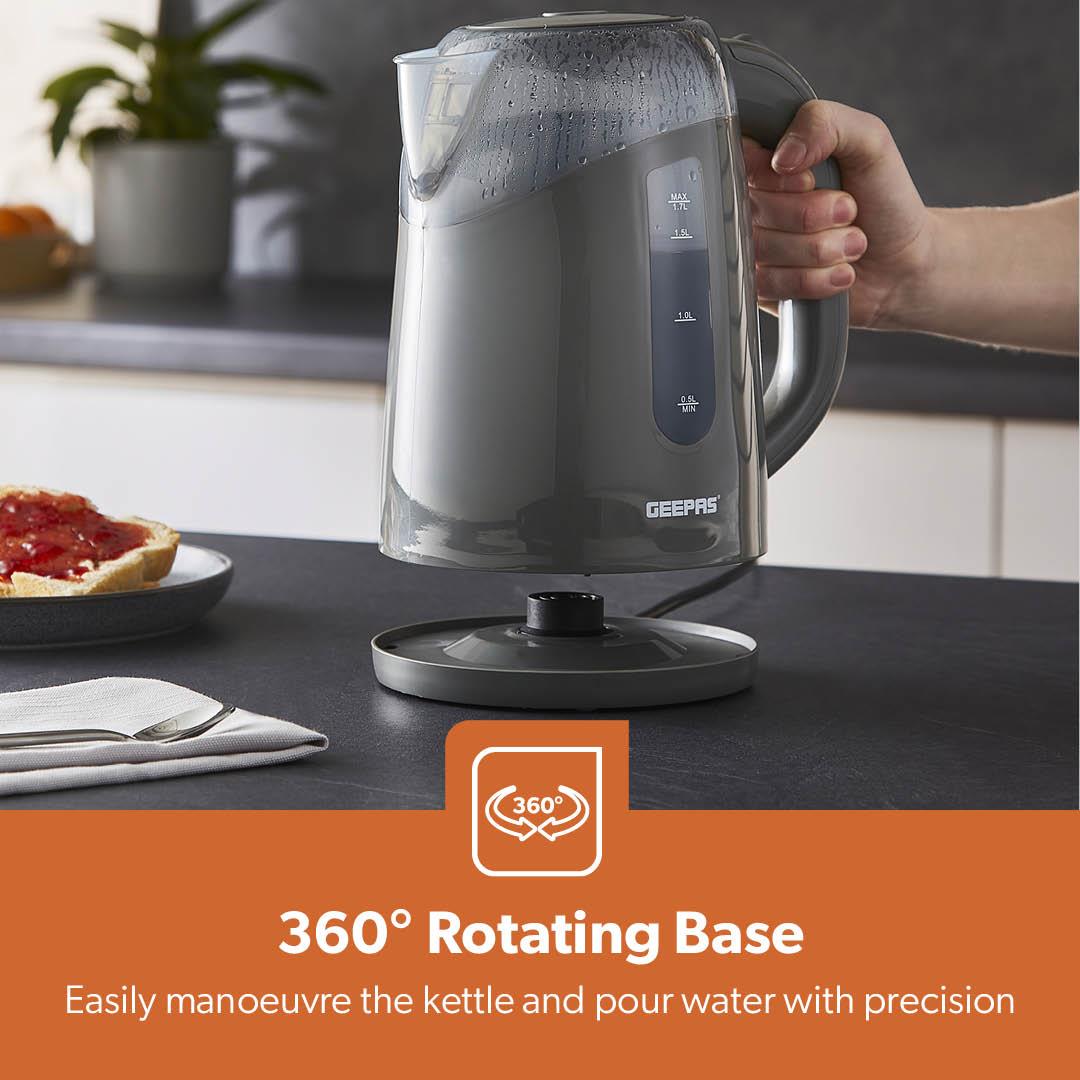 2200W Illuminating Electric Jug Kettle 1.7L In Grey