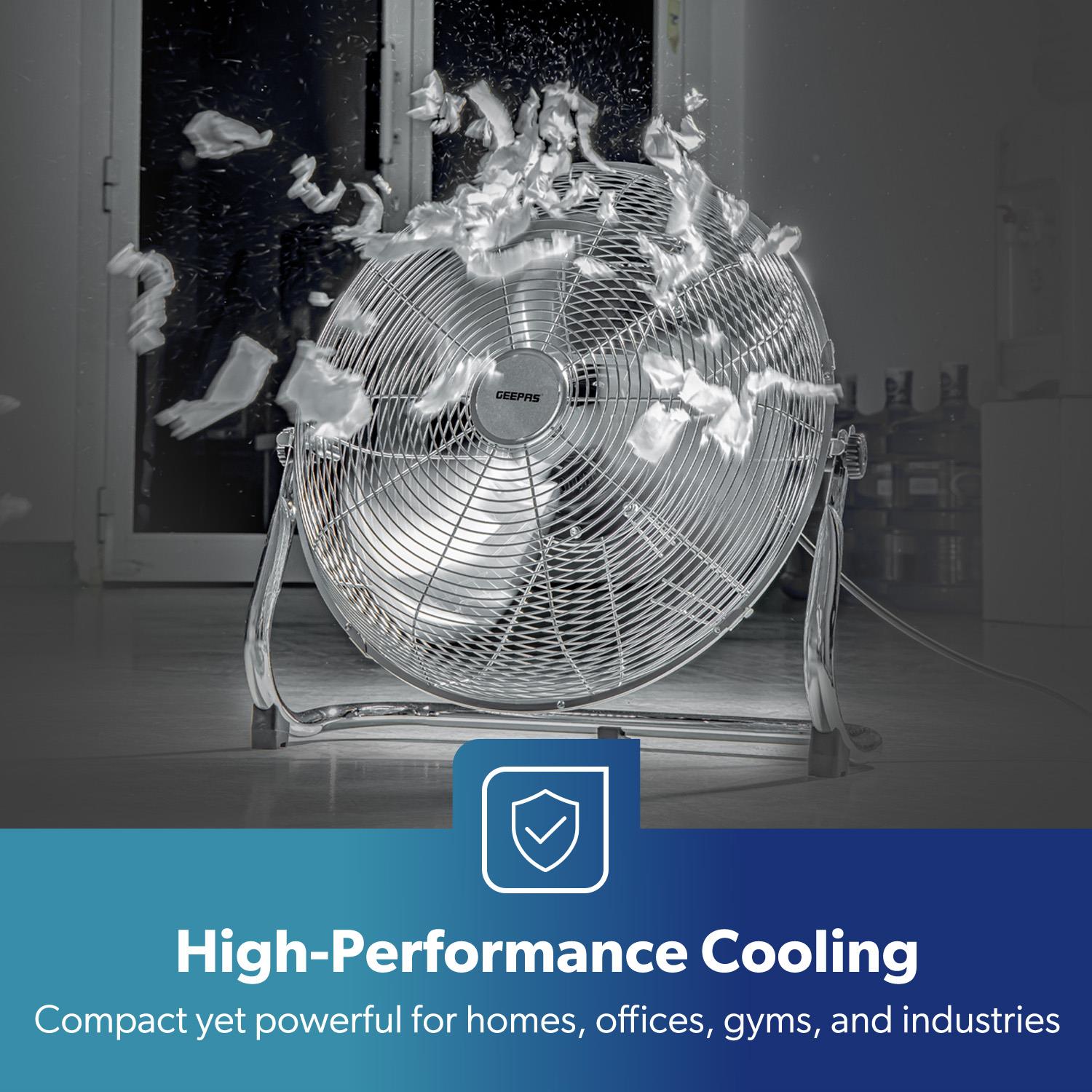 16'' Silver Chrome High-Velocity Floor Fan Fan