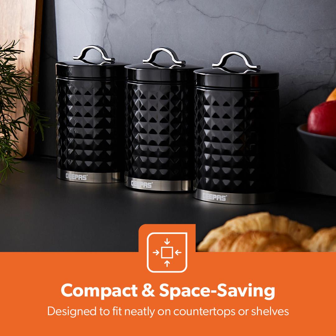 3-Piece Matching Airtight Kitchen Storage Canister Set 1.3L