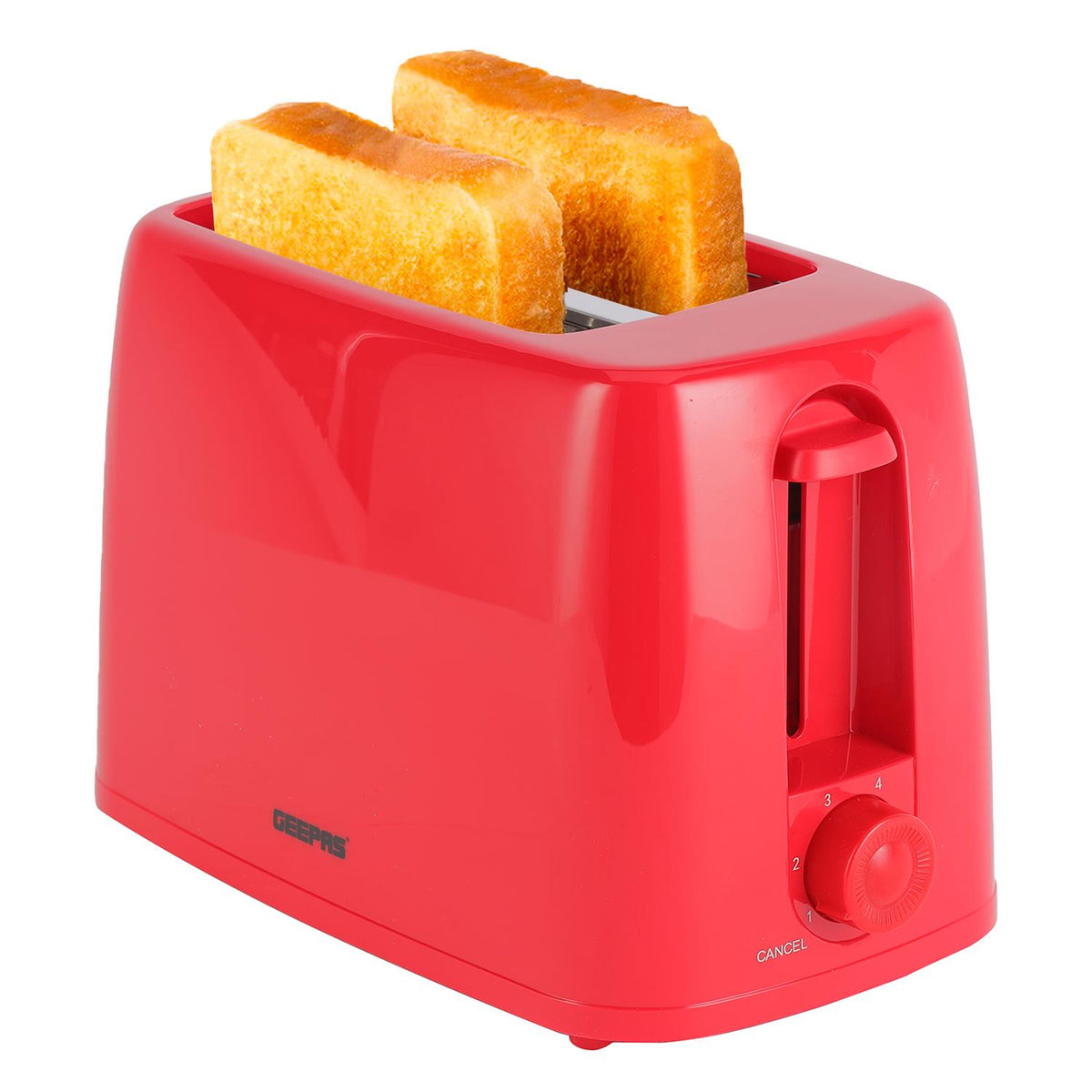 Red 2-Slice Bread Toaster With 6-Level Browning Control