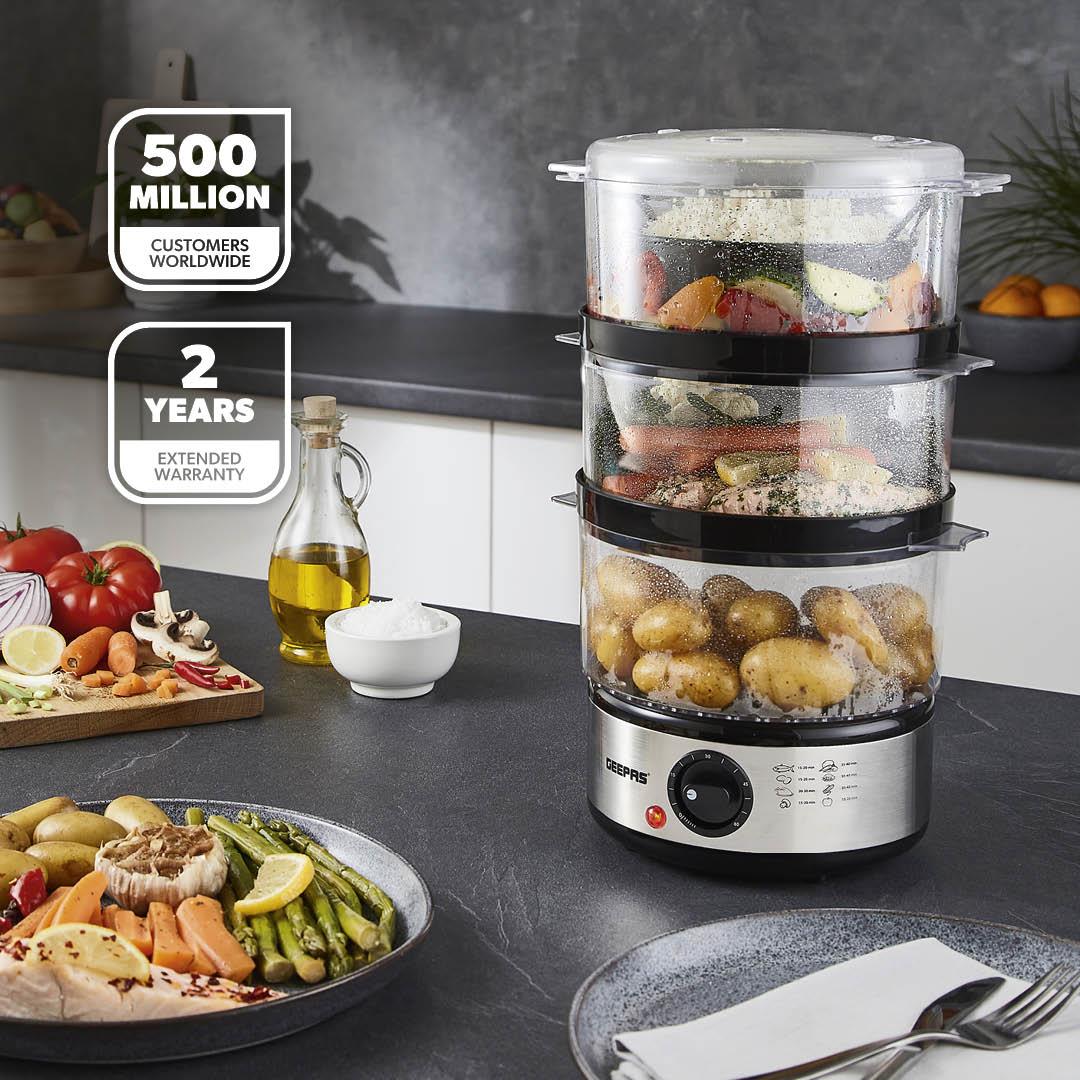 7.2L Stainless Steel Electric Food Steamer With 3 Tiers