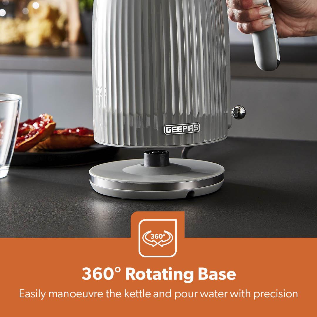 1.7L Grey Fluted Rapid Boil Cordless Electric Jug Kettle