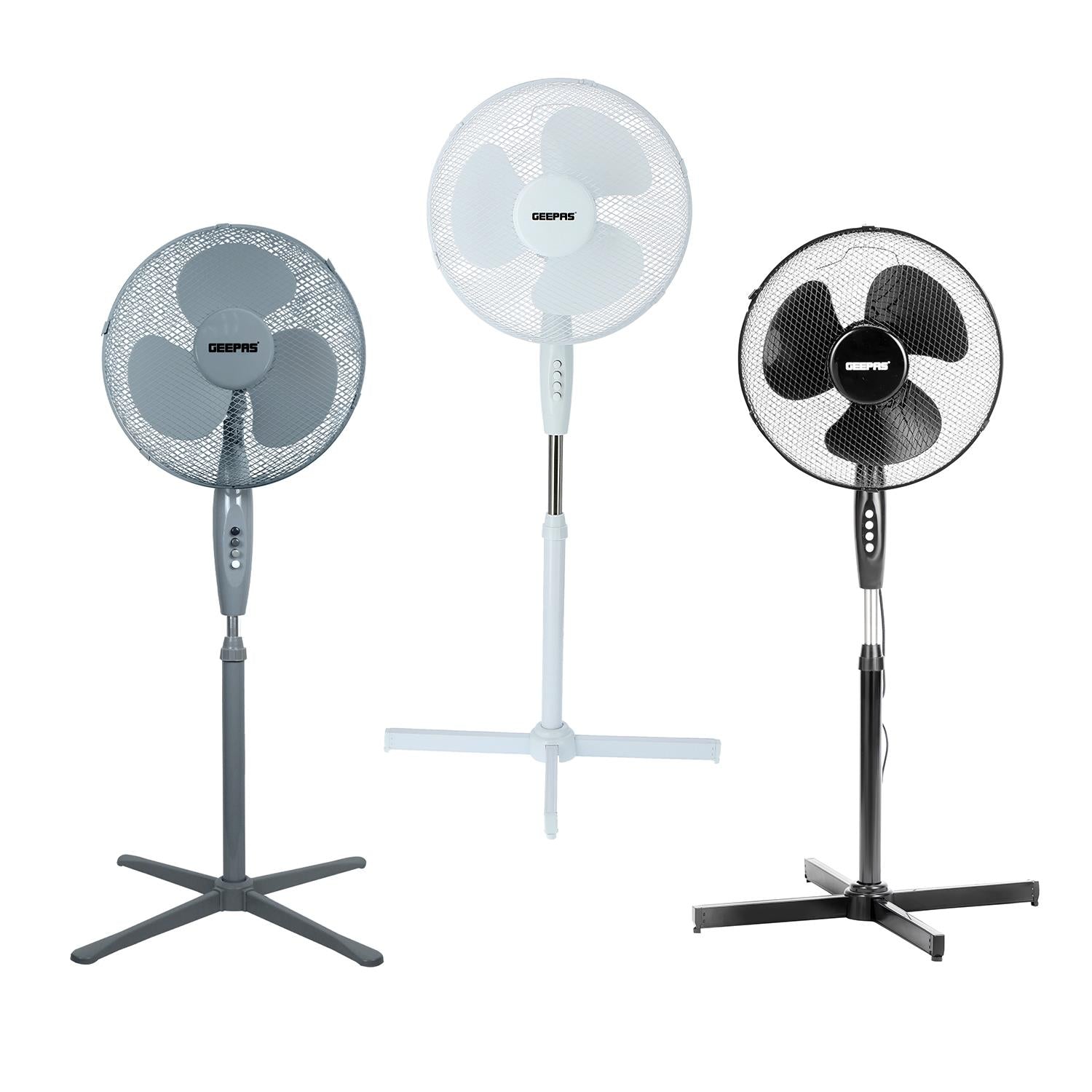 16-Inch Pedestal Fan With Oscillation (White, Grey, Black)