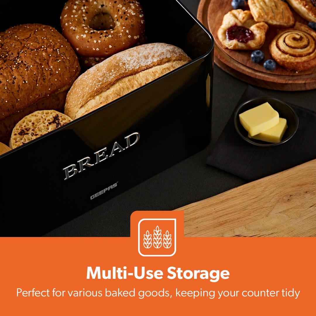 13L Steel Kitchen Bread Bin Canister Countertop Storage Retrovive