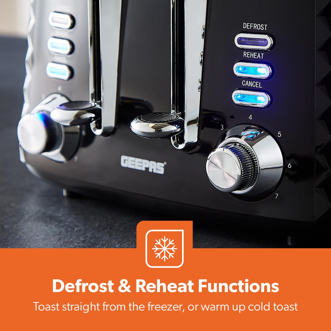 Black Kettle and Toaster Set | 1.5L Electric Kettle & 4-Slice Toaster