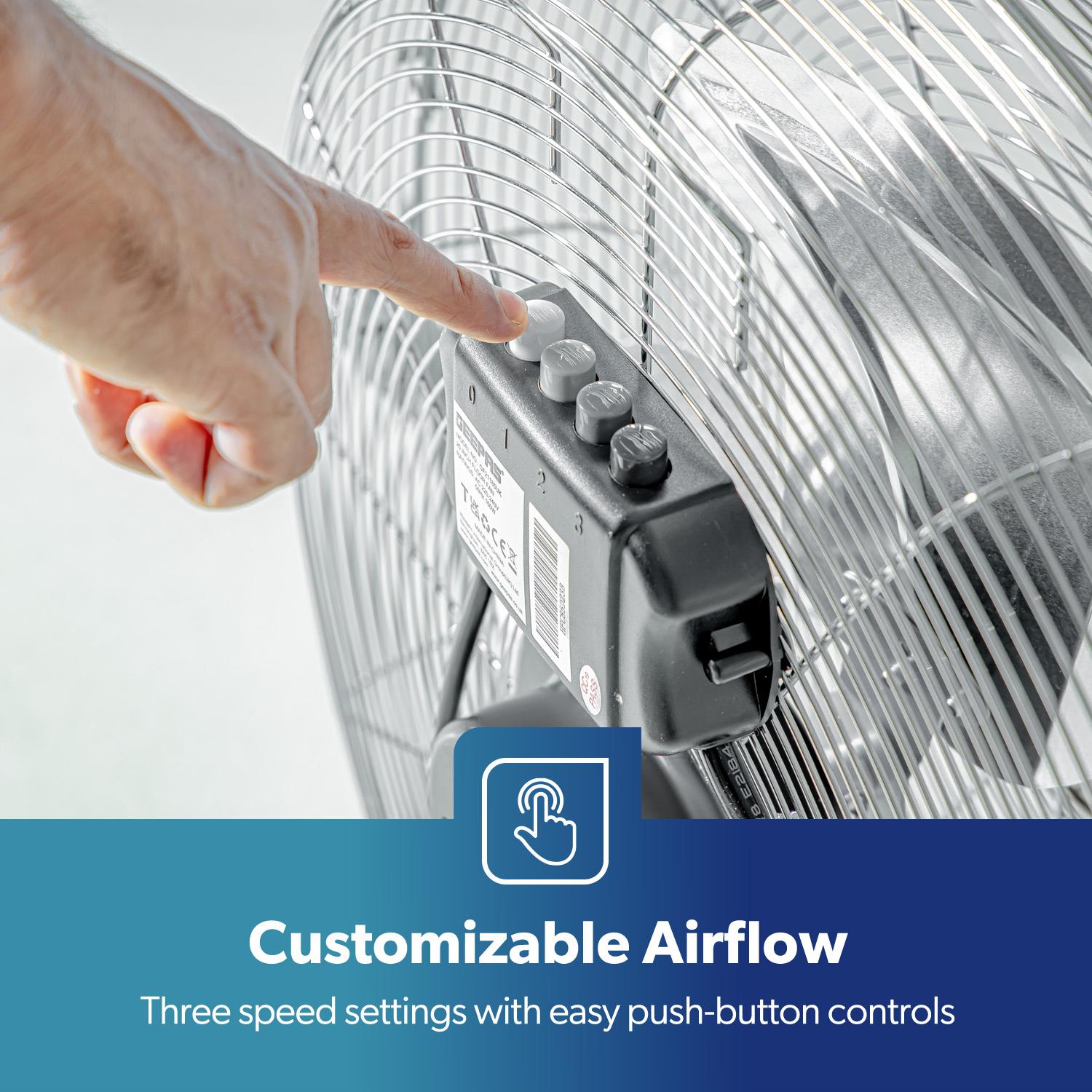16'' Silver Chrome High-Velocity Floor Fan Fan