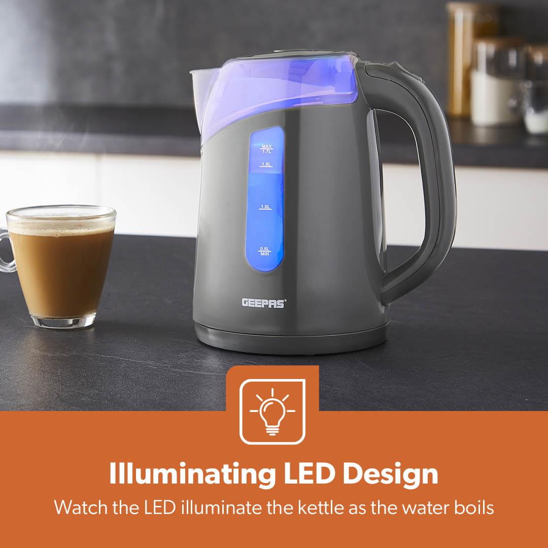 2200W Illuminating Electric Jug Kettle 1.7L In Grey