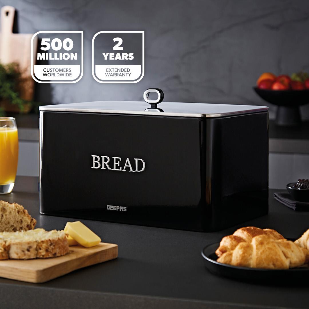 13L Steel Kitchen Bread Bin Canister Countertop Storage Retrovive