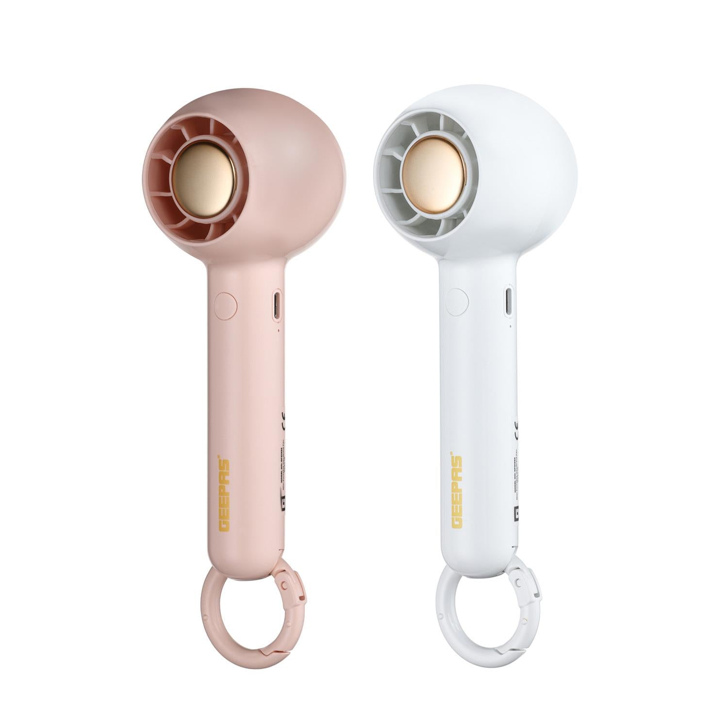 Mini Handheld Fan Pack of 2 Rechargeable Travel Fans – Pink & White