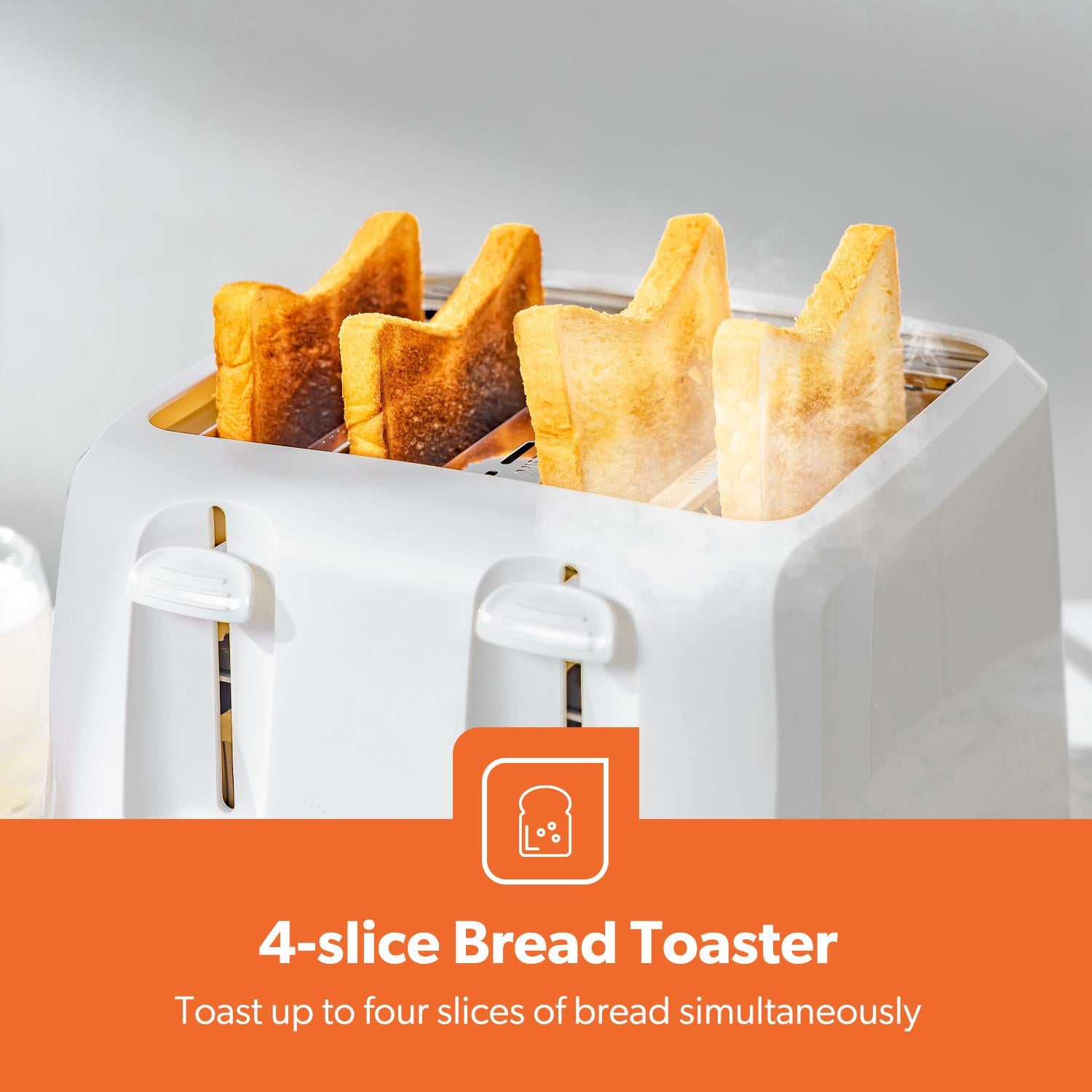 1.7L Glass Kettle, White Four Slice Toaster & Microwave Set