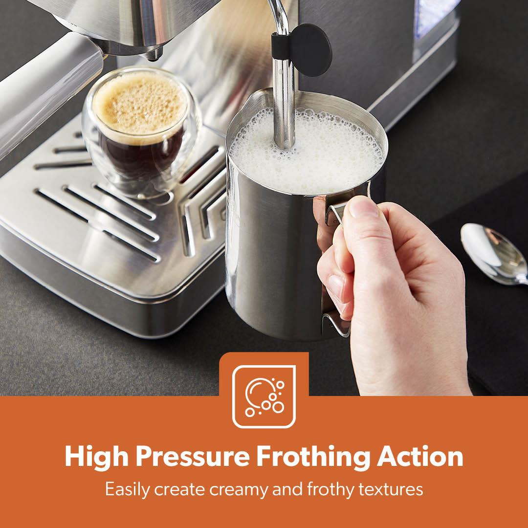 1450W Silver Slim Espresso Coffee Machine & Coffee Grinder Set