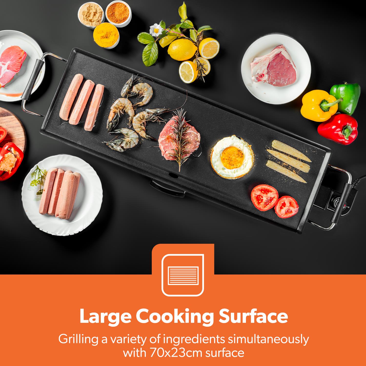XL Electric Teppanyaki Table Top Grill Hot Plate Griddle