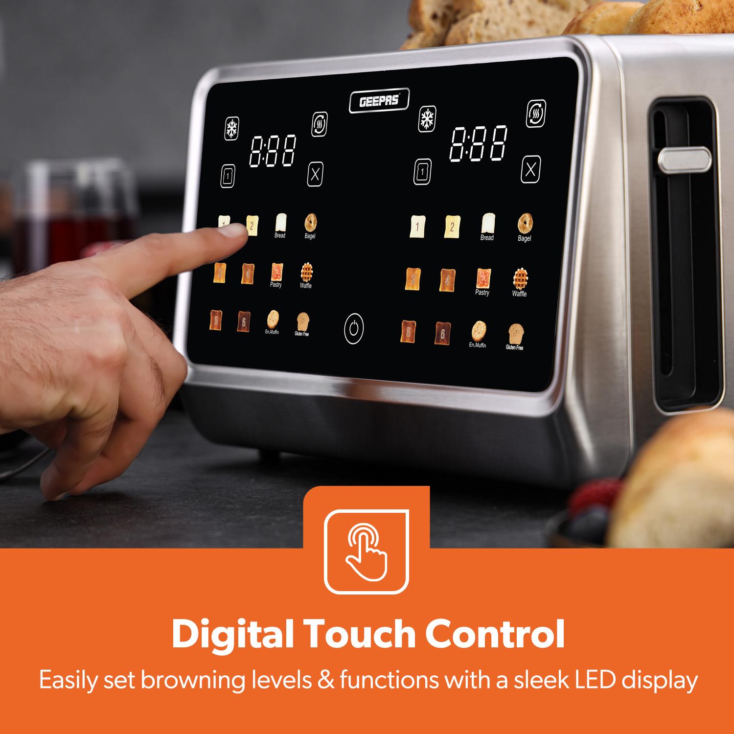 4-Silce Digital Toaster With Touchscreen Controls & Extra Wide Slots