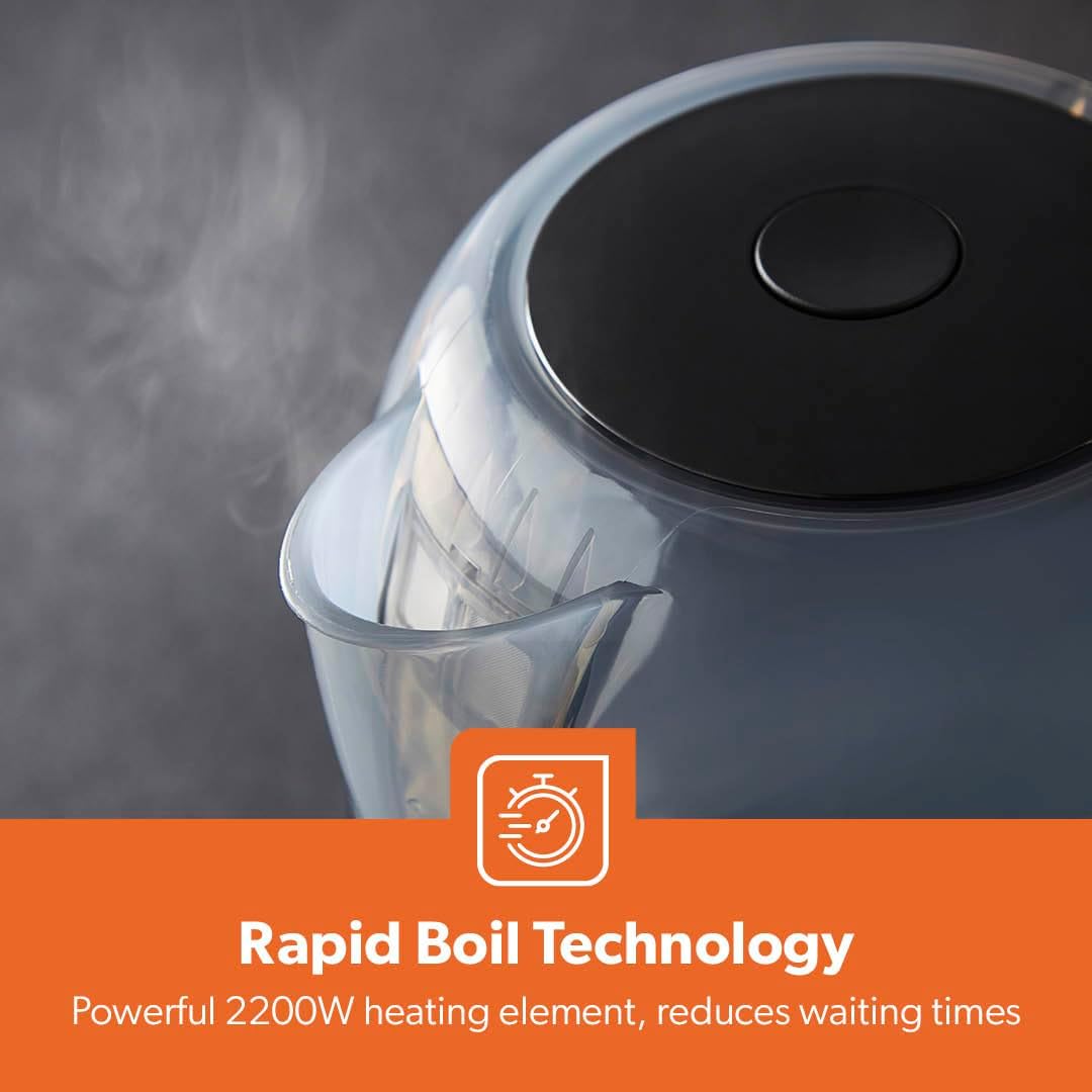 1.7L LED Illuminated Black Plastic Electric Kettle