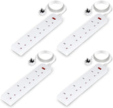 4 Pack White 4 Gang Extension Leads With 2 Metre Cable