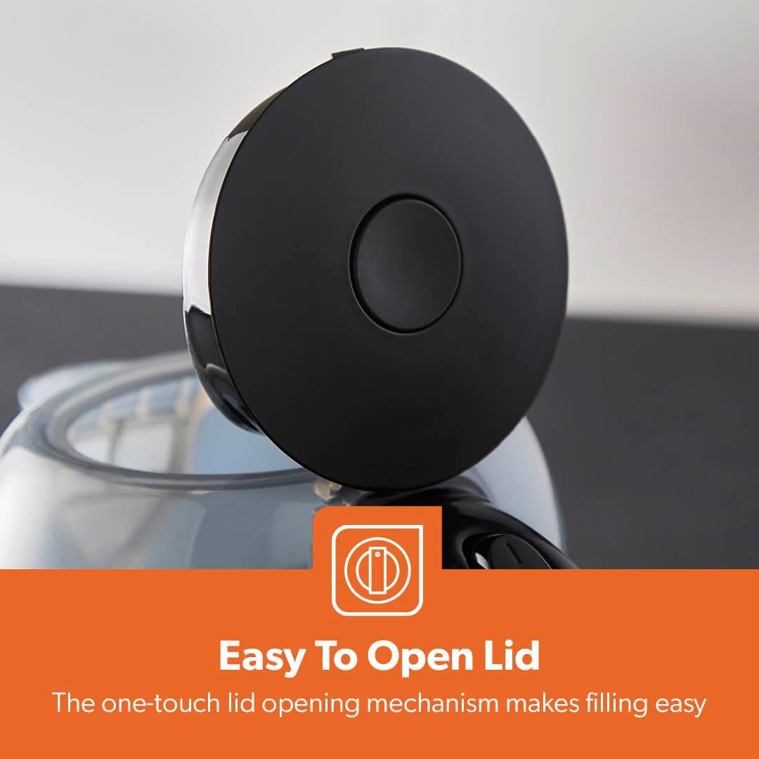 1.7L LED Illuminated Black Plastic Electric Kettle