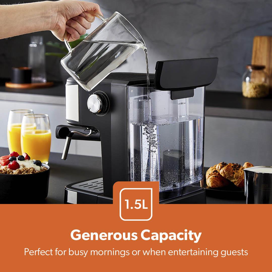 20-Bar Espresso and Cappuccino Coffee Machine With 200W Coffee Grinder