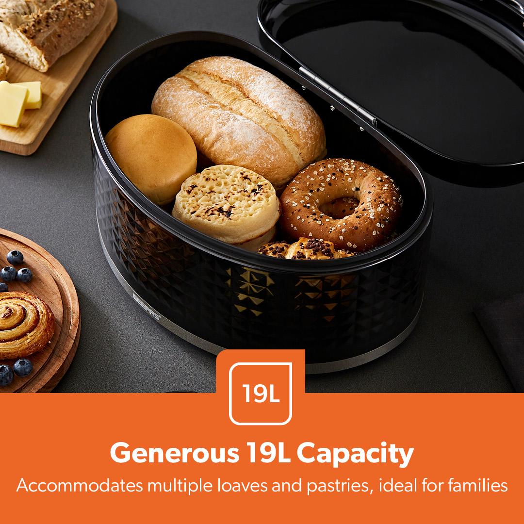 Argyle Black 9L Carbon Steel Bread Bin Canister