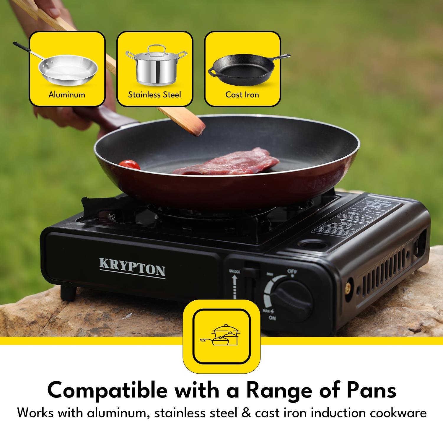 Portable Single Burner Gas Stove - Camping Outdoor Hob Cooker