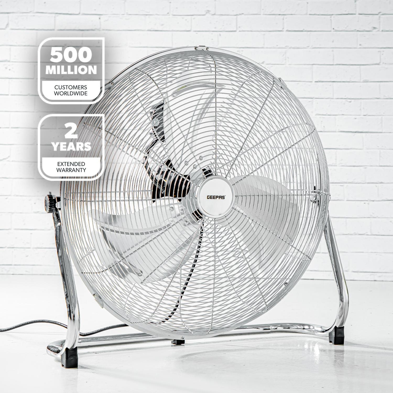 16'' Silver Chrome High-Velocity Floor Fan Fan