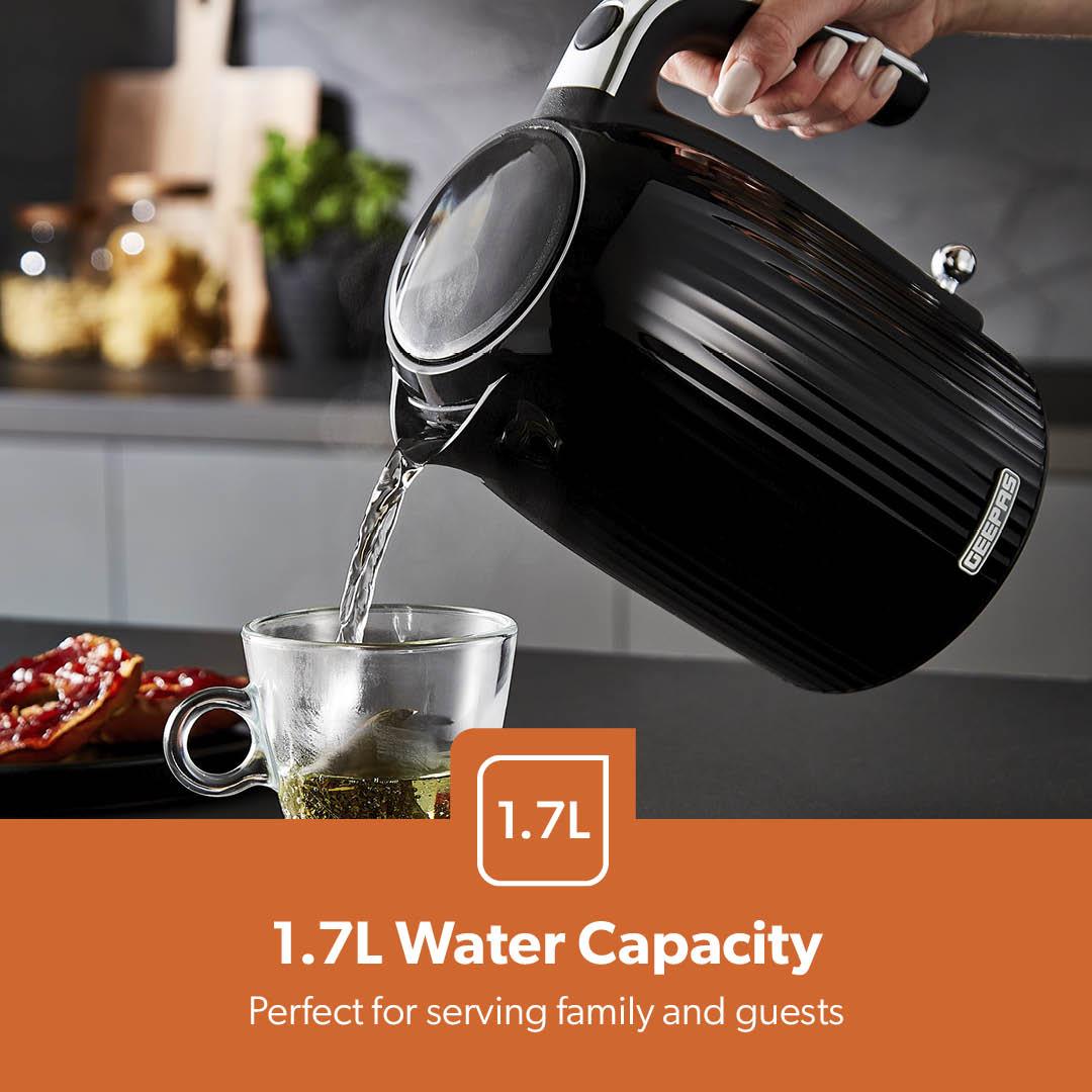 1.7L Rapid Boil Fluted Black Jug Electric Kettle