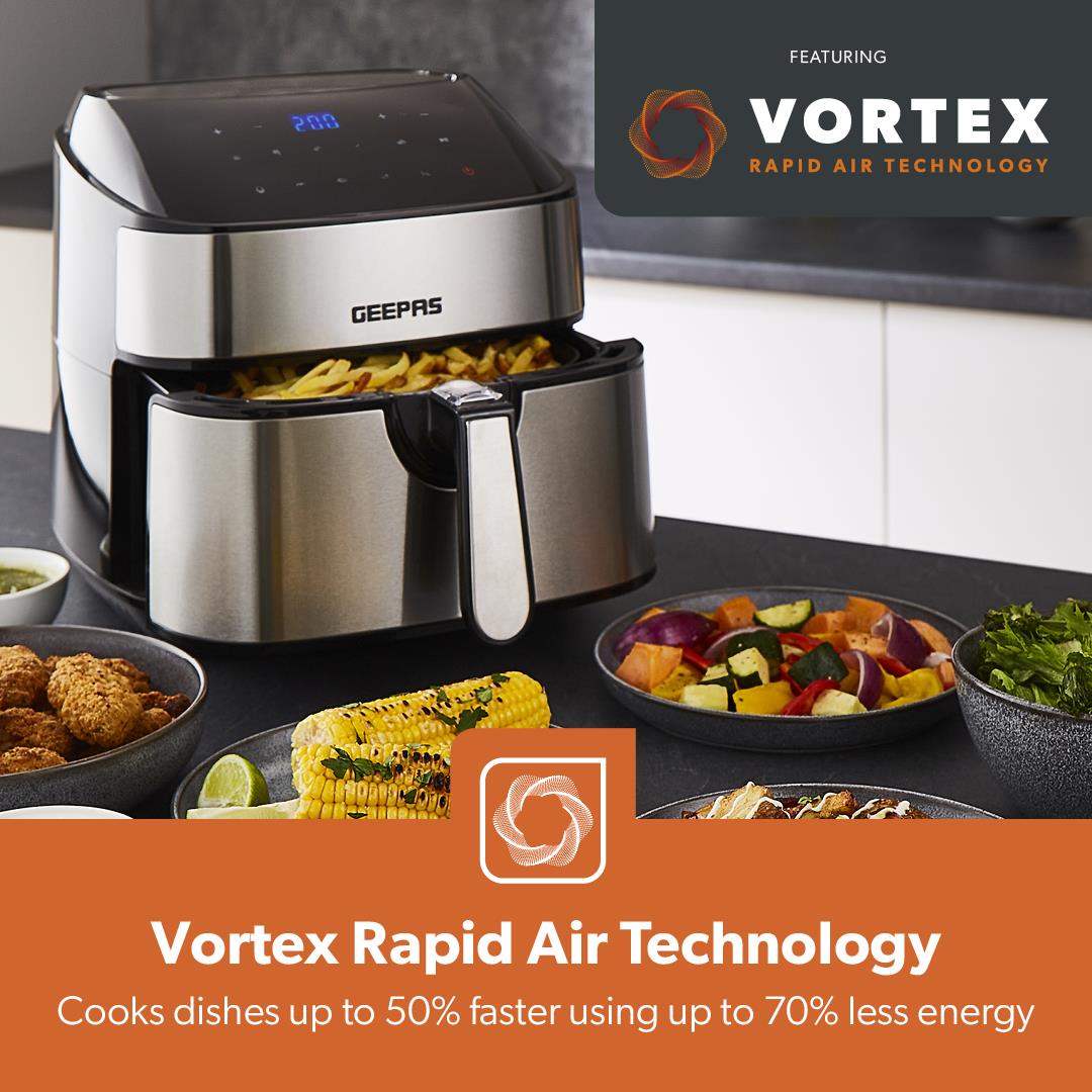 1.7L Electric Kettle 2 Slice Bread Toaster & 7.5L Air Fryer Set