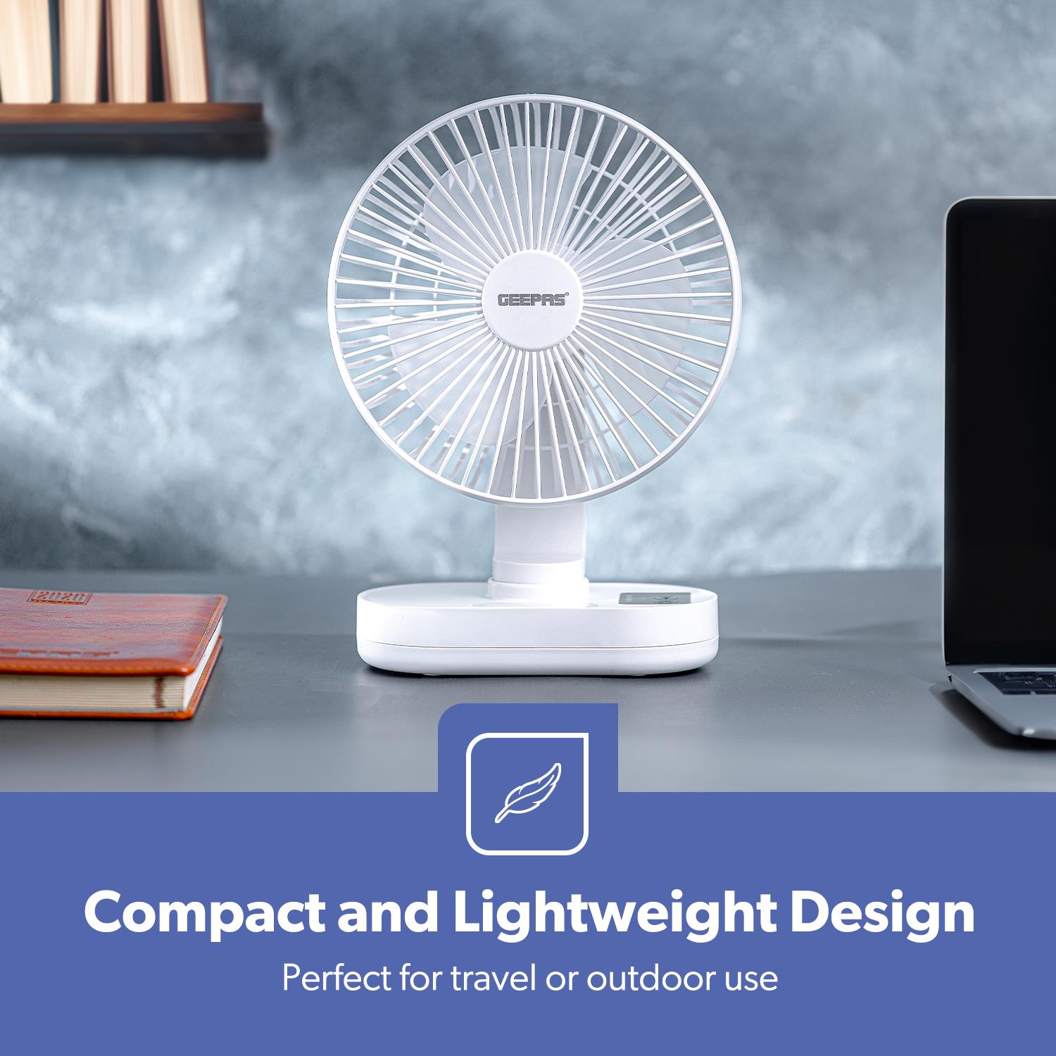 8-Inch Rechargeable AC/DC Portable Desk Fan With Night Light