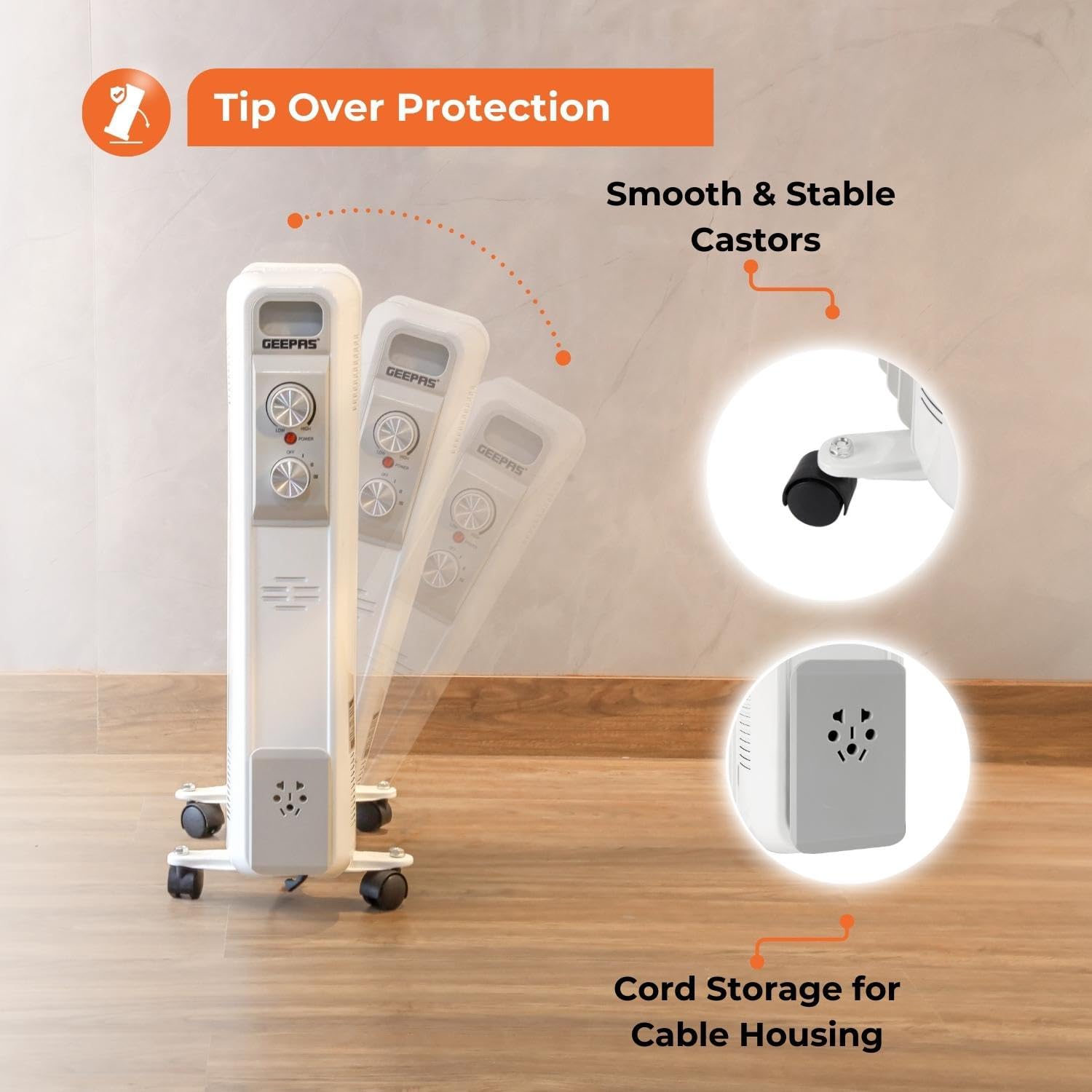 Portable Electric Radiator Heater with Adjustable Thermostat