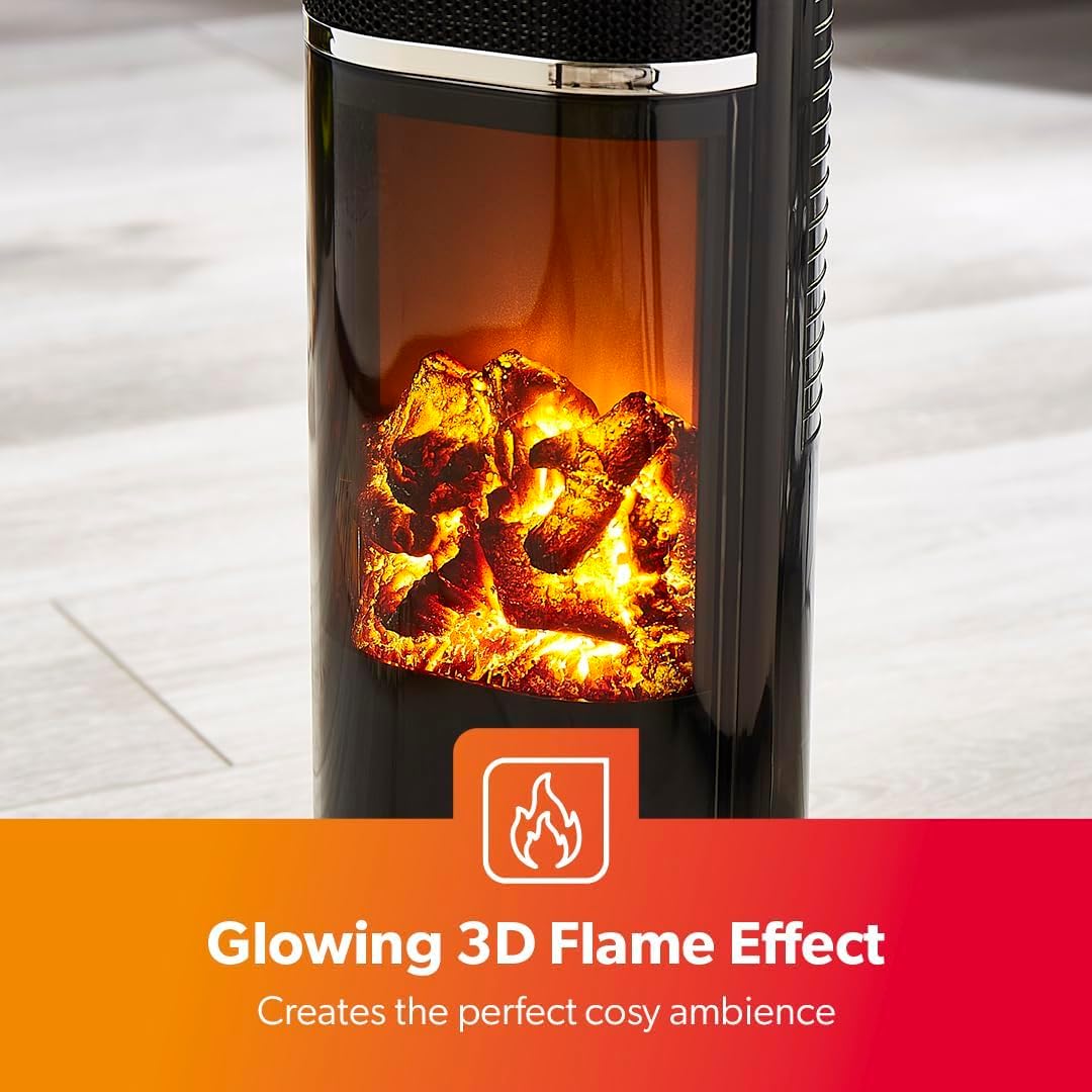 Pack Of 2 Energy-Efficient Ceramic Tower Heater With 3D Fireplace