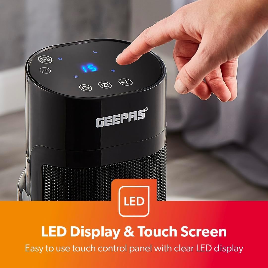 Pack Of 2 Energy-Efficient Ceramic Tower Heater With 3D Fireplace