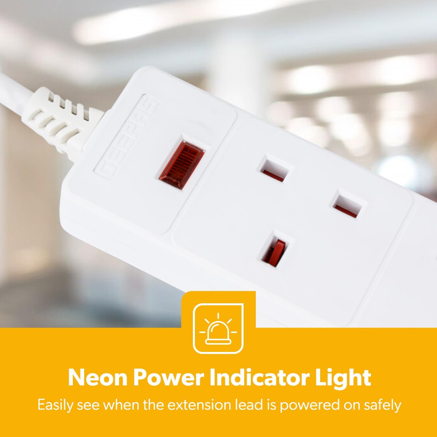 Pack Of 2 White 4 Gang Extension Leads With 2 Meter Cable