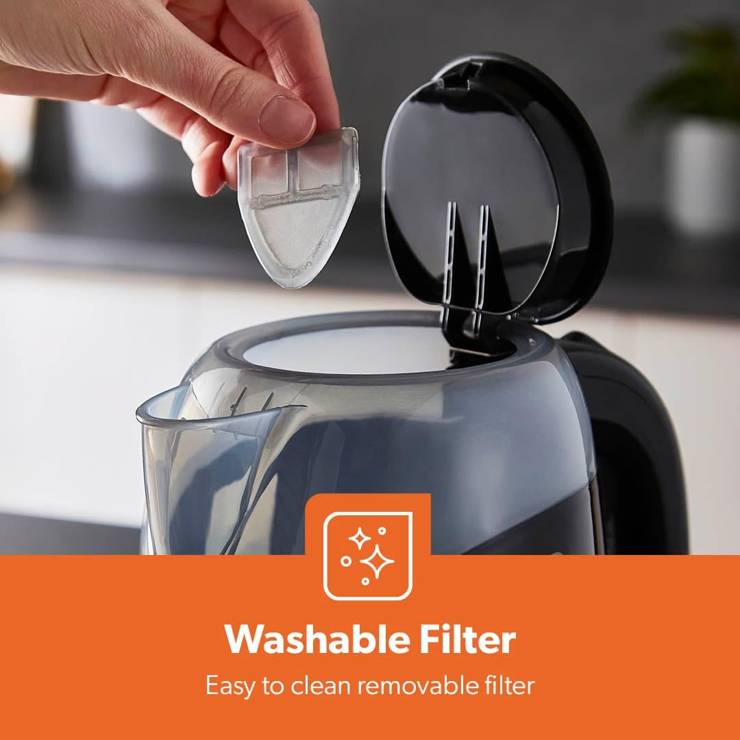 1.7L LED Illuminated Black Plastic Electric Kettle