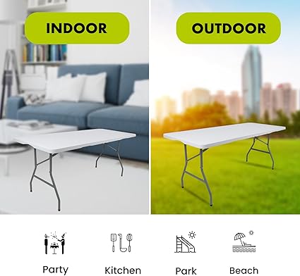 Pack of 4 & 6 Folding Chairs + 6ft Folding Table Set
