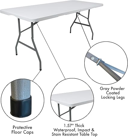 Pack of 4 & 6 Folding Chairs + 6ft Folding Table Set