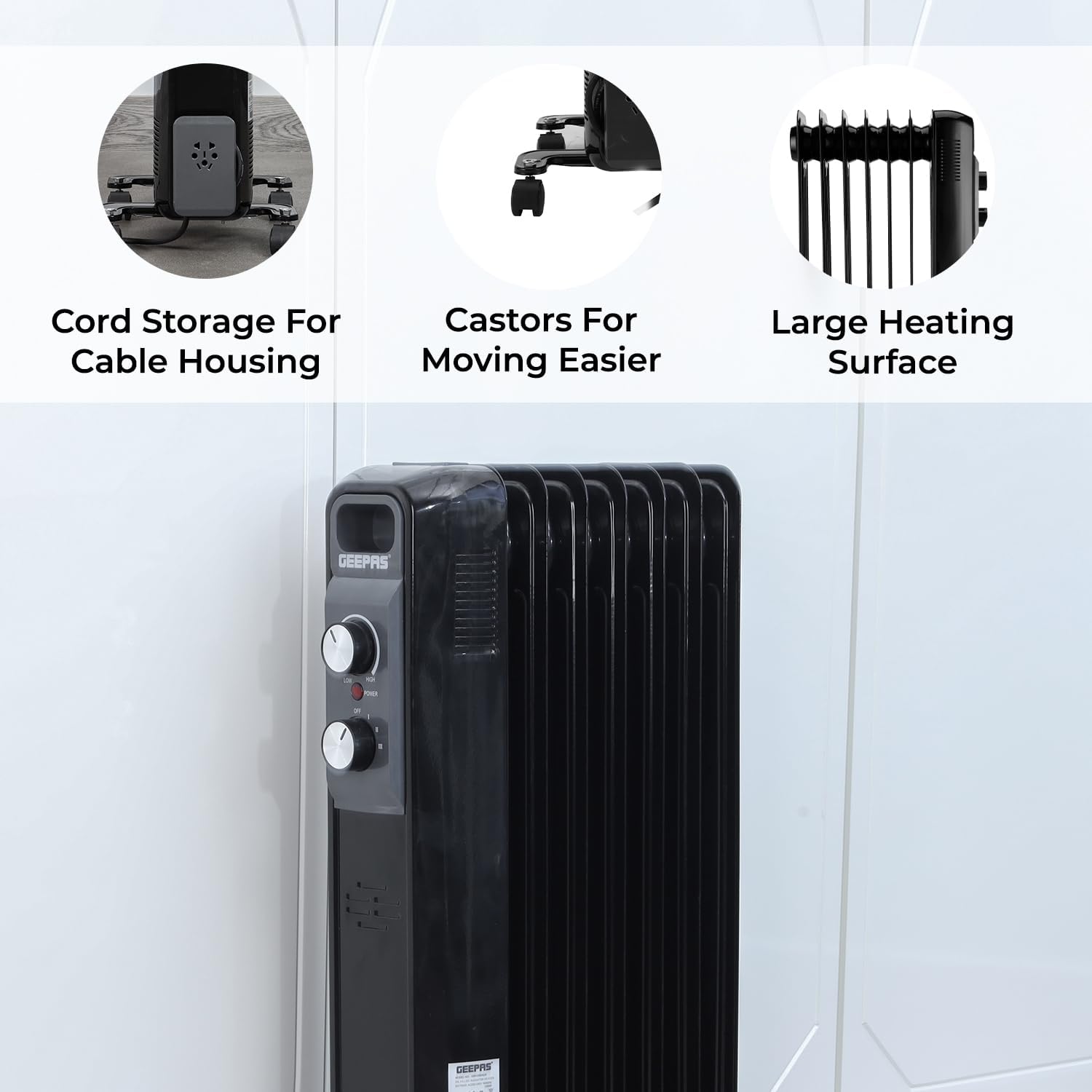 Portable Electric Radiator Heater with Adjustable Thermostat