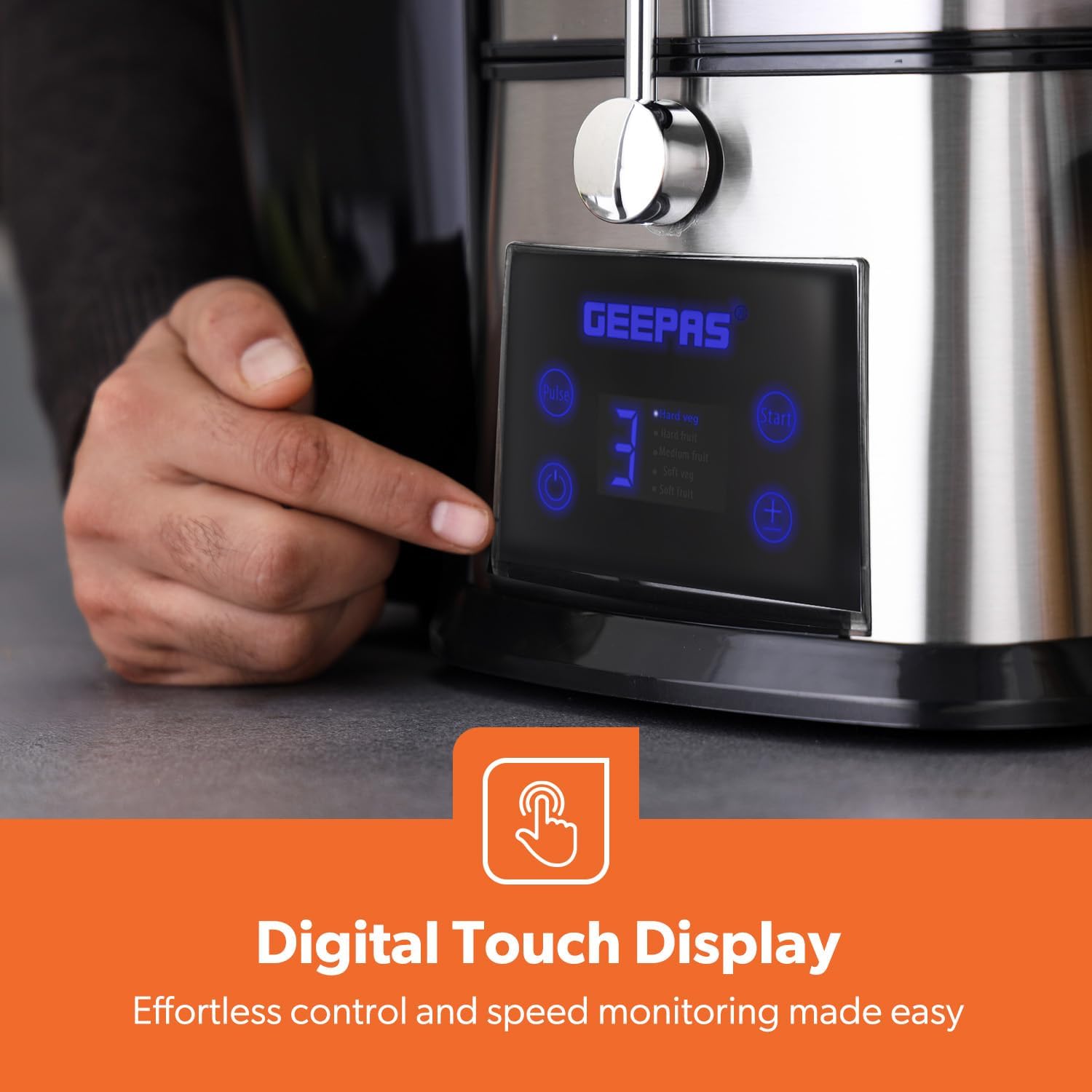 5-Speed Silver Digital Touchscreen Juicer Extractor