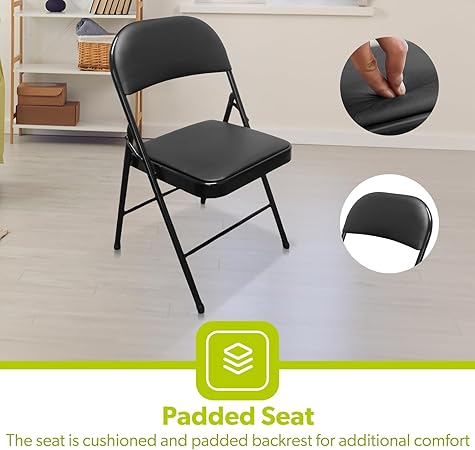 2x Padded Metal Folding Chairs For Outdoor and Indoor