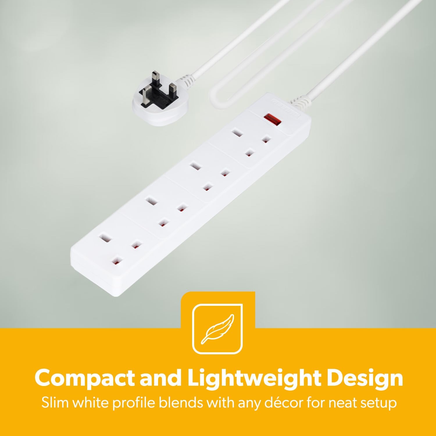 Pack Of 2 White 4 Gang Extension Leads With 2 Meter Cable