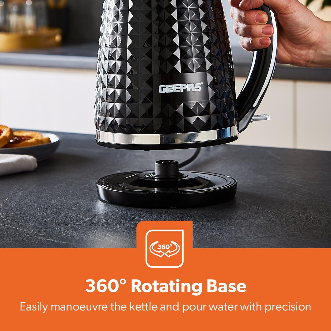 Black Argyle Matching Kitchen Set - Kettle, Toaster, Bread Bin & Canister Set