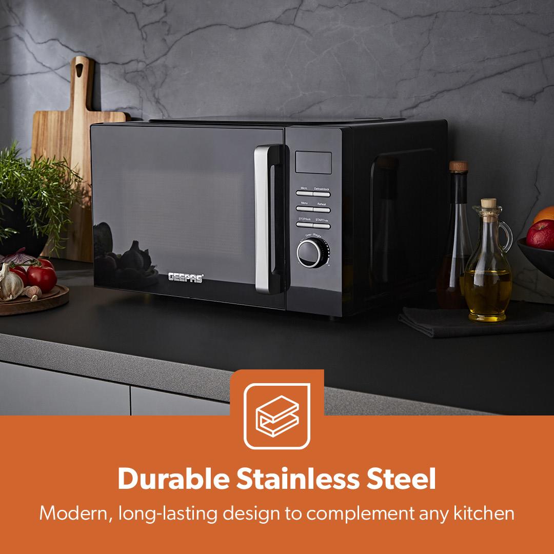 23L Black Digital Microwave Oven With 60 Minute Timer