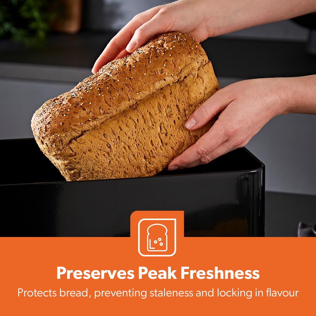 13L Steel Kitchen Bread Bin Canister Countertop Storage Retrovive