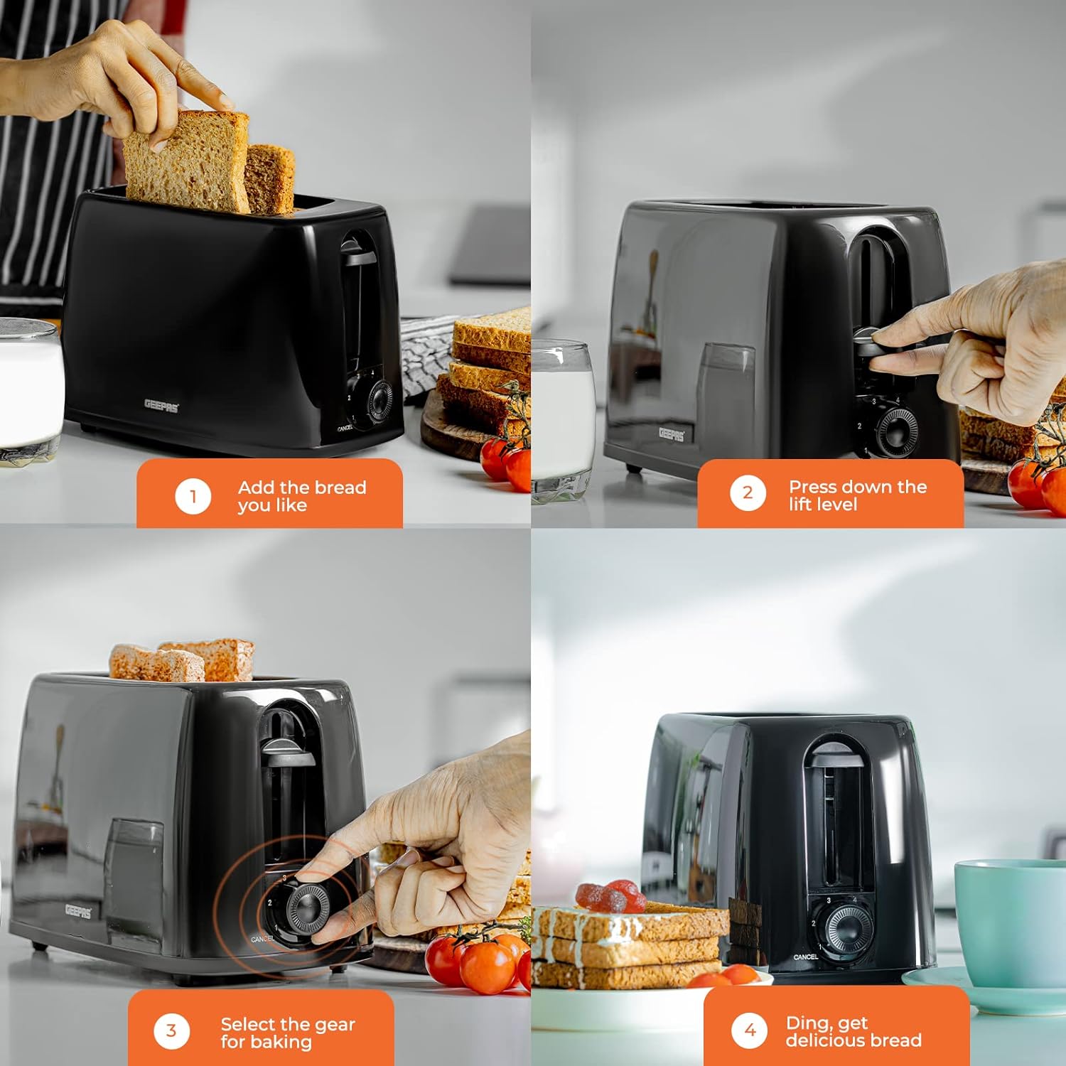1.8L Stainless Steel Kettle & 2-Slice Bread Toaster Set
