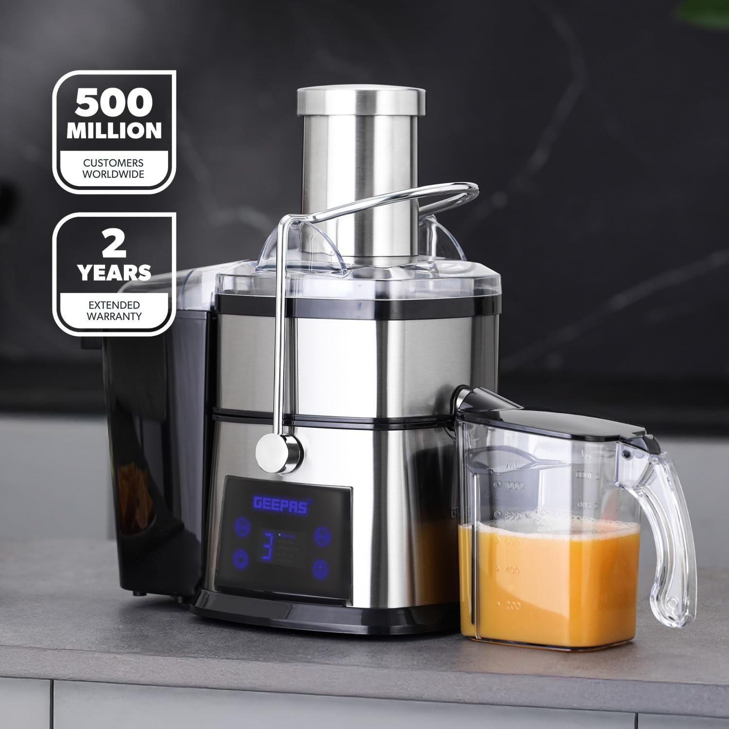 5-Speed Silver Digital Touchscreen Juicer Extractor
