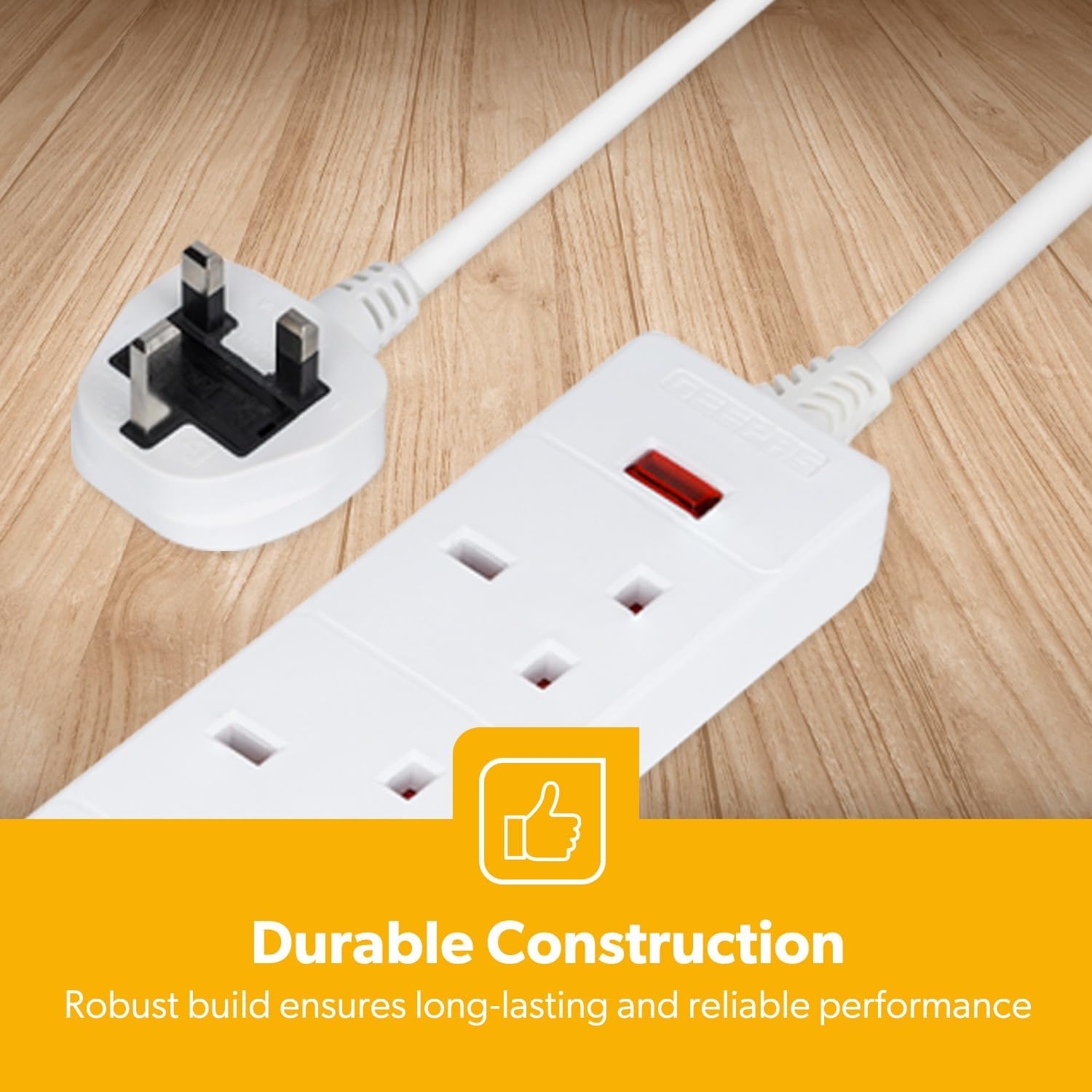 Pack Of 2 White 4 Gang Extension Leads With 2 Meter Cable