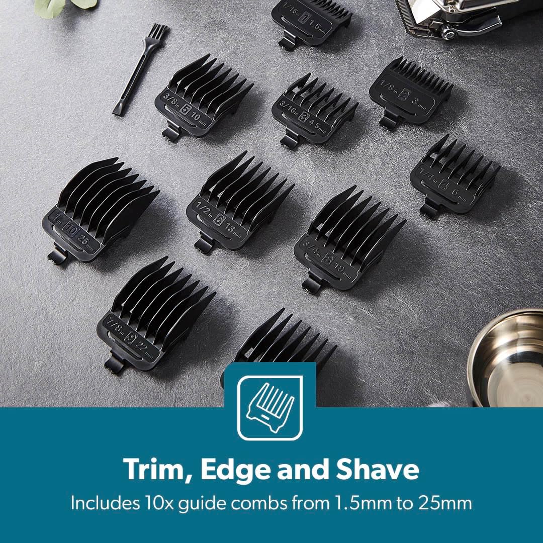 Chrome LED Rechargeable Cordless Waterproof Beard Trimmer & Hair Clipper