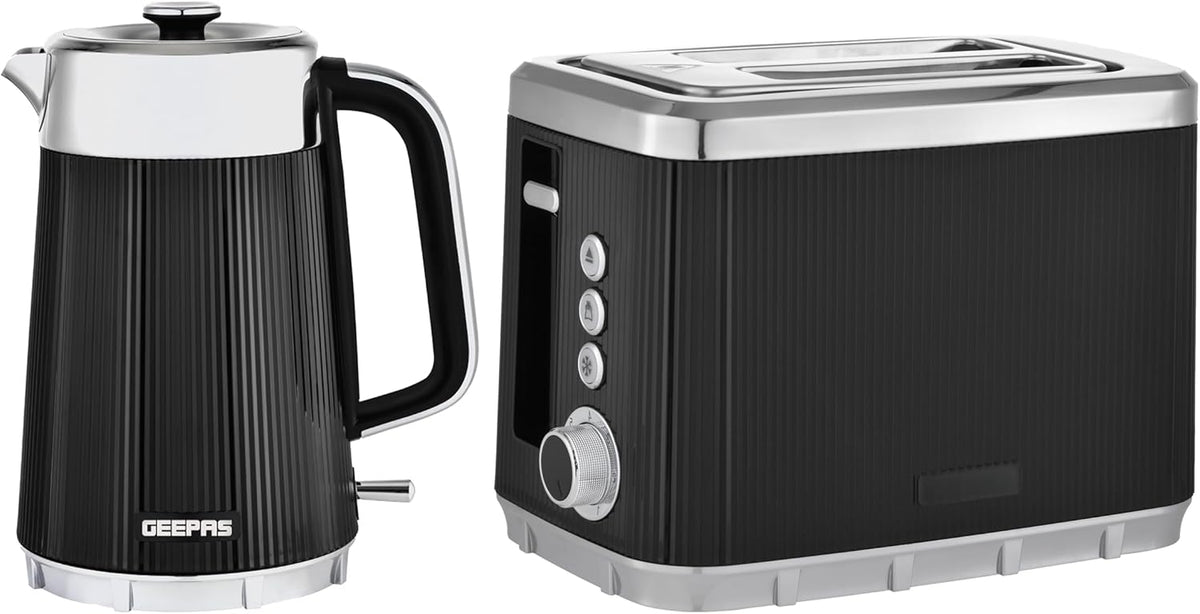 Black and Silver 1.7L Kettle & 2-Slice Toaster Combo Set